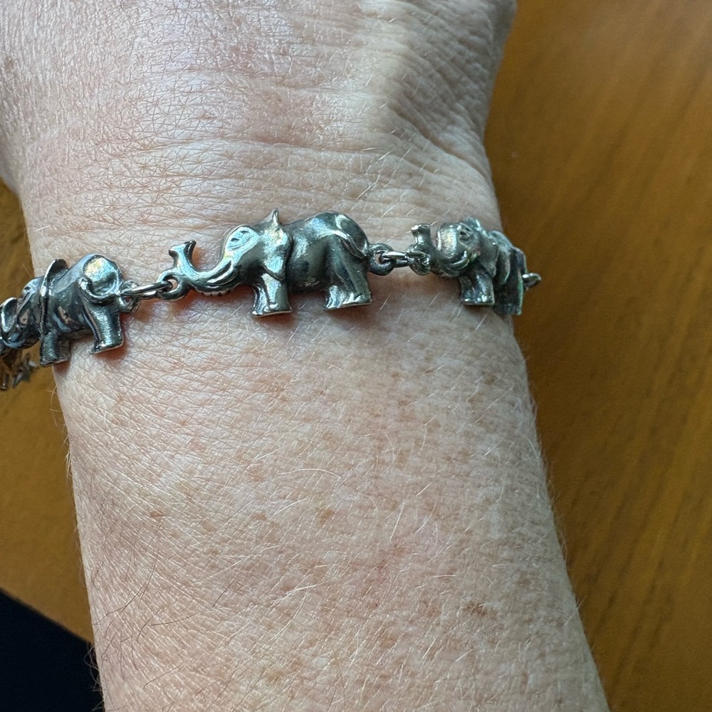 Vintage Sterling Silver Elephant Link Bracelet